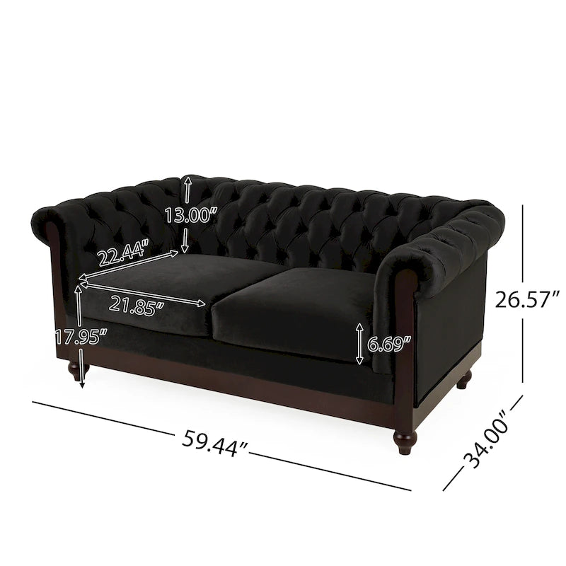 Chesterfield Velvet Loveseat Sofa