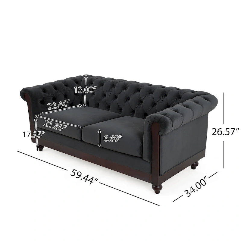 Chesterfield Velvet Loveseat Sofa