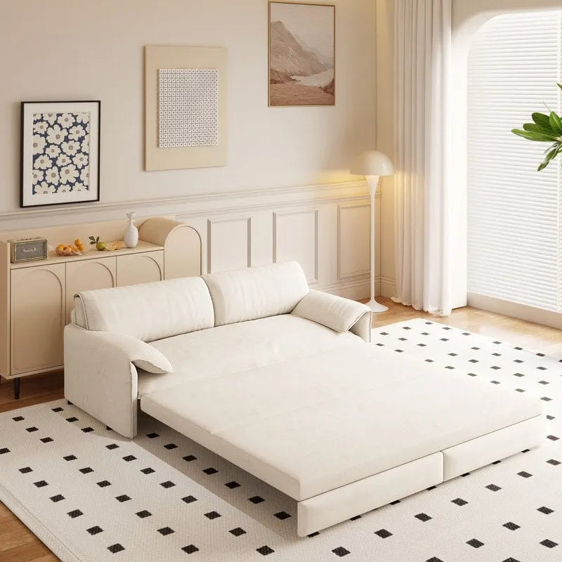 66 Queen Pull Out Sofa Bed, 3-in-1 Convertible Sleeper Sofa with Side Storage