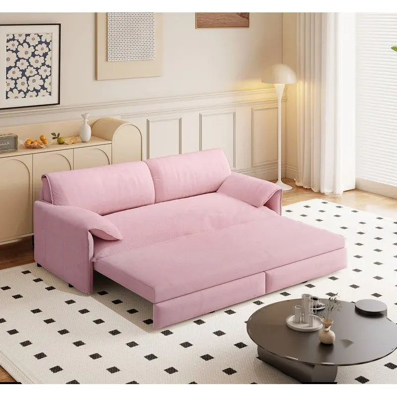 66 Queen Pull Out Sofa Bed, 3-in-1 Convertible Sleeper Sofa with Side Storage
