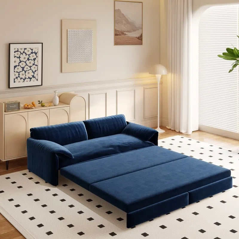 66 Queen Pull Out Sofa Bed, 3-in-1 Convertible Sleeper Sofa with Side Storage