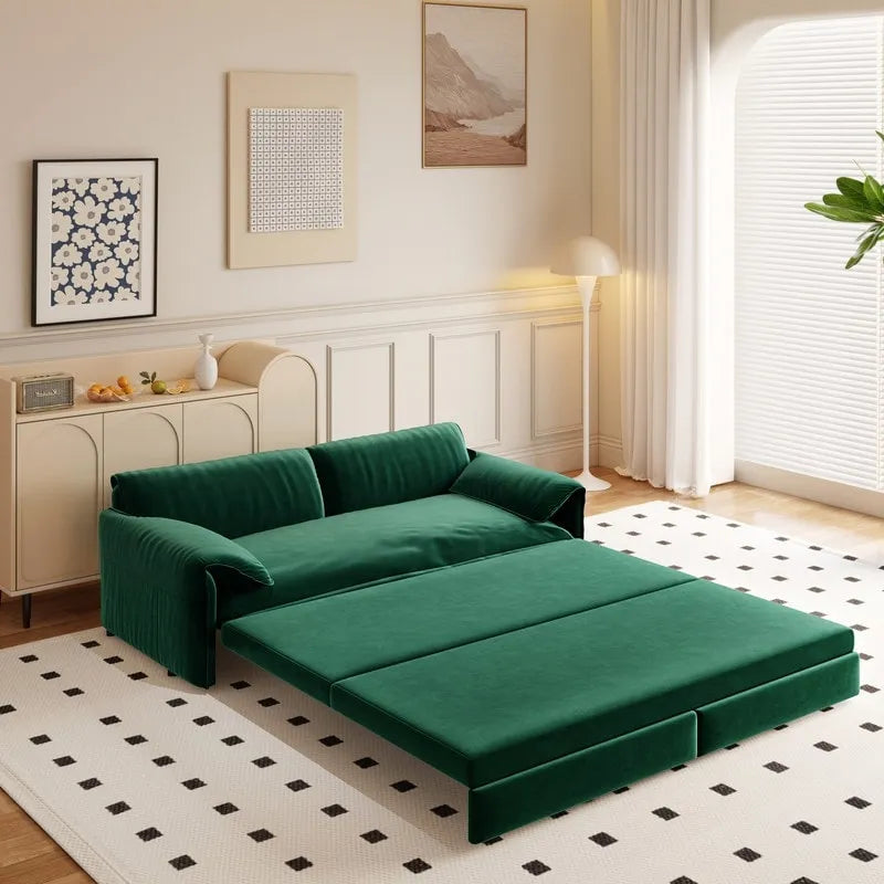 66 Queen Pull Out Sofa Bed, 3-in-1 Convertible Sleeper Sofa with Side Storage