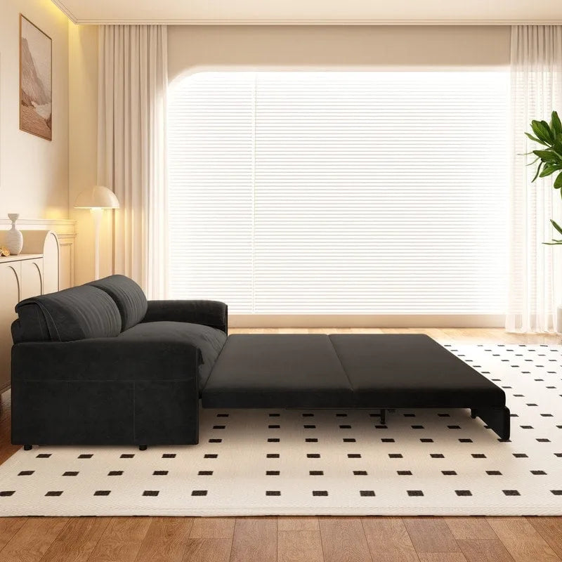 66 Queen Pull Out Sofa Bed, 3-in-1 Convertible Sleeper Sofa with Side Storage