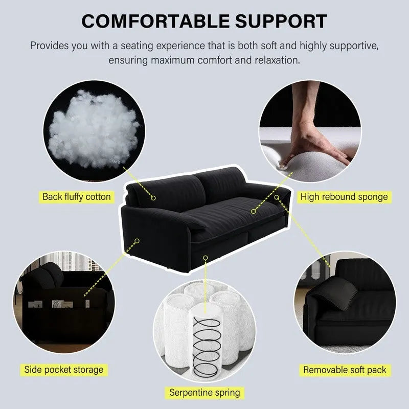 66 Queen Pull Out Sofa Bed, 3-in-1 Convertible Sleeper Sofa with Side Storage