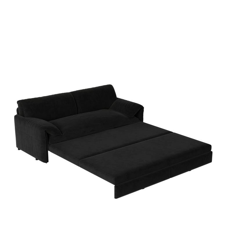 66 Queen Pull Out Sofa Bed, 3-in-1 Convertible Sleeper Sofa with Side Storage