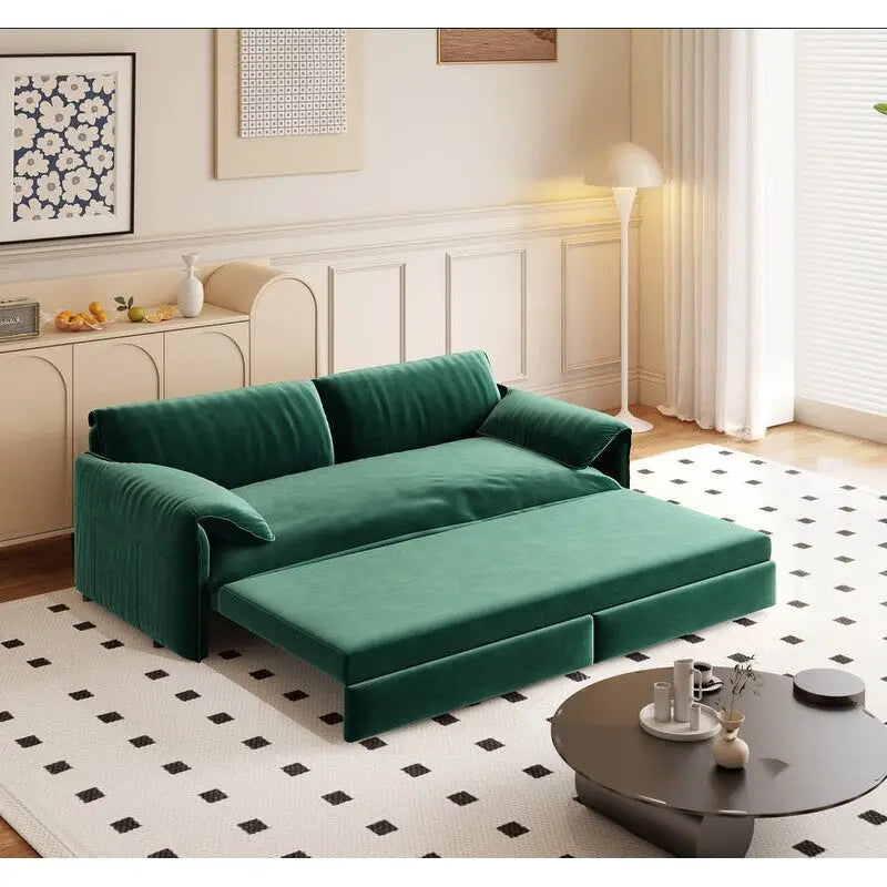 66 Queen Pull Out Sofa Bed, 3-in-1 Convertible Sleeper Sofa with Side Storage