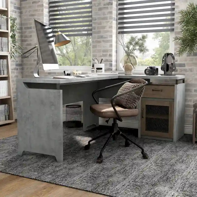 DH BASIC Urban 63-inch Multi-storage L-shape Desk by Denhour