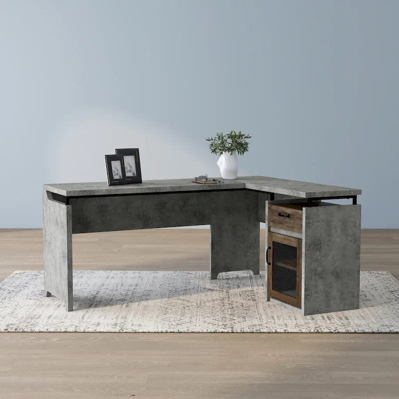 DH BASIC Urban 63-inch Multi-storage L-shape Desk by Denhour
