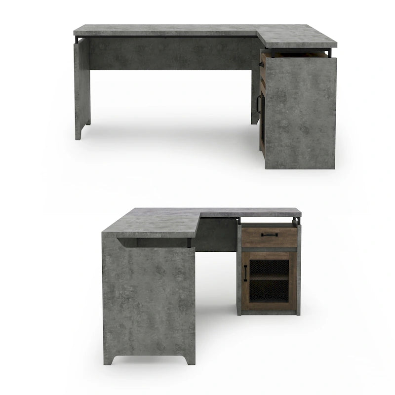 DH BASIC Urban 63-inch Multi-storage L-shape Desk by Denhour