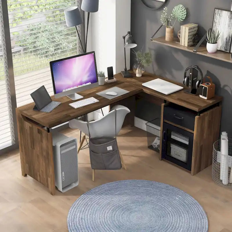 DH BASIC Urban 63-inch Multi-storage L-shape Desk by Denhour