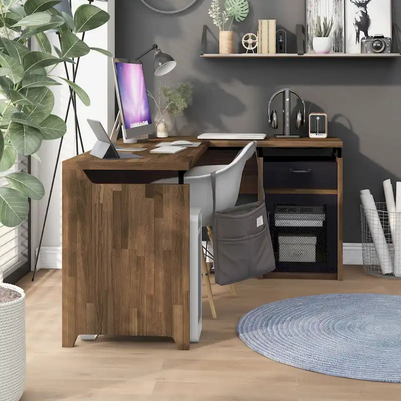 DH BASIC Urban 63-inch Multi-storage L-shape Desk by Denhour
