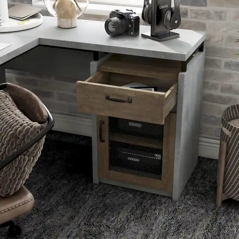 DH BASIC Urban 63-inch Multi-storage L-shape Desk by Denhour