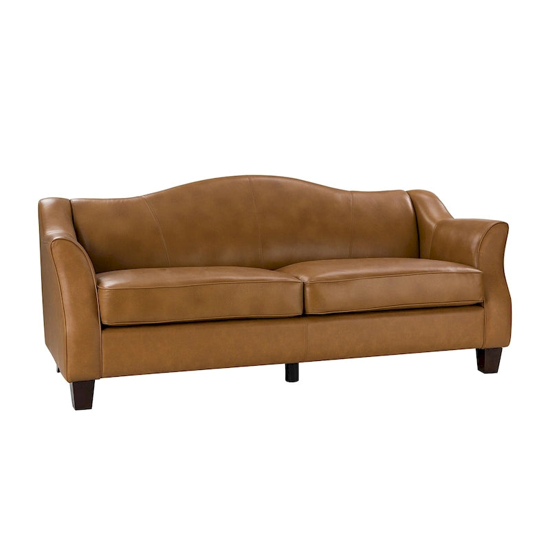 Sandra 81.5 Classic Genuine Leather Sofa With Solid Wood Legs By HULALA HOME