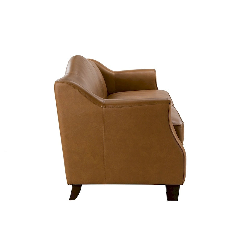 Sandra 81.5 Classic Genuine Leather Sofa With Solid Wood Legs By HULALA HOME