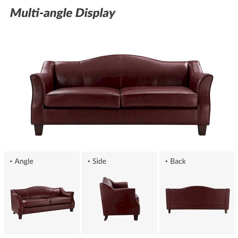 Sandra 81.5 Classic Genuine Leather Sofa With Solid Wood Legs By HULALA HOME