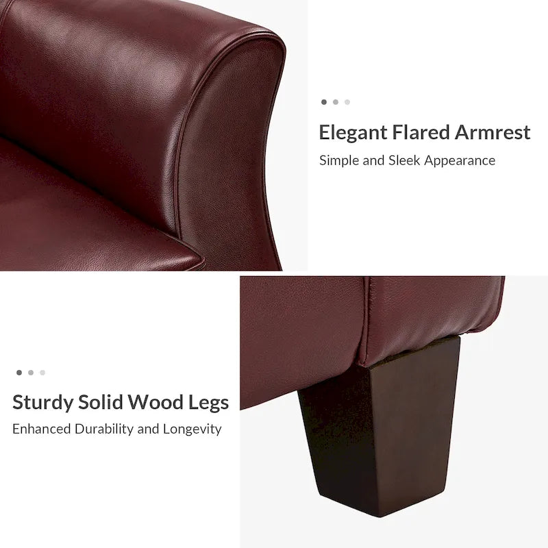 Sandra 81.5 Classic Genuine Leather Sofa With Solid Wood Legs By HULALA HOME