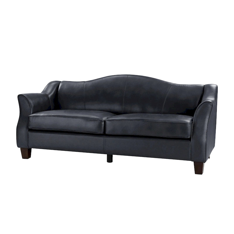 Sandra 81.5 Classic Genuine Leather Sofa With Solid Wood Legs By HULALA HOME