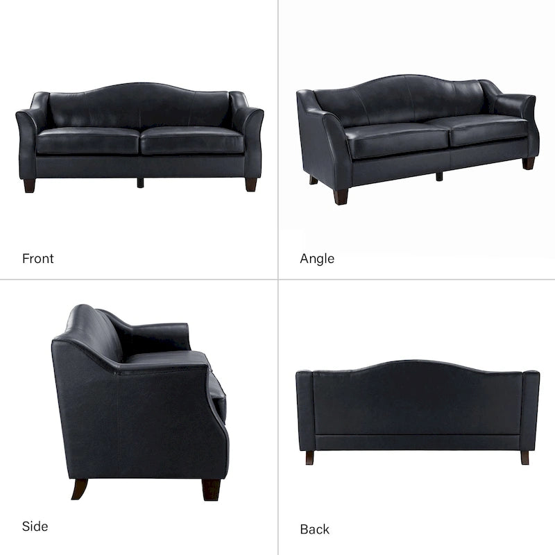 Sandra 81.5 Classic Genuine Leather Sofa With Solid Wood Legs By HULALA HOME
