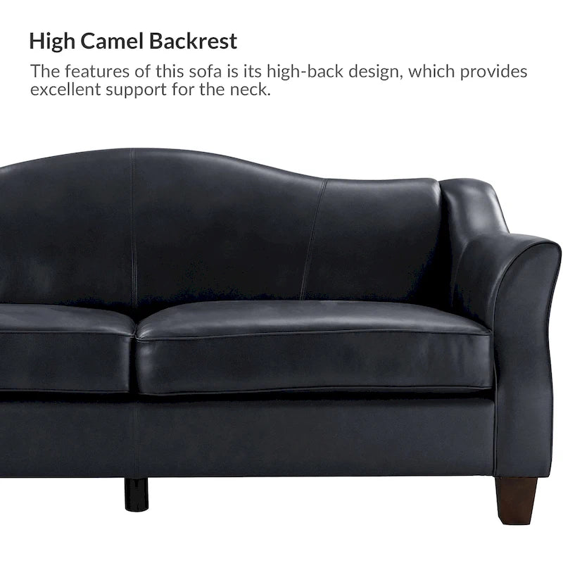 Sandra 81.5 Classic Genuine Leather Sofa With Solid Wood Legs By HULALA HOME