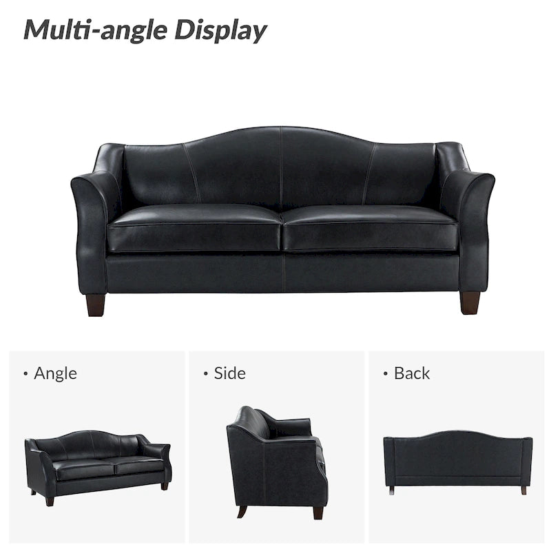 Sandra 81.5 Classic Genuine Leather Sofa With Solid Wood Legs By HULALA HOME