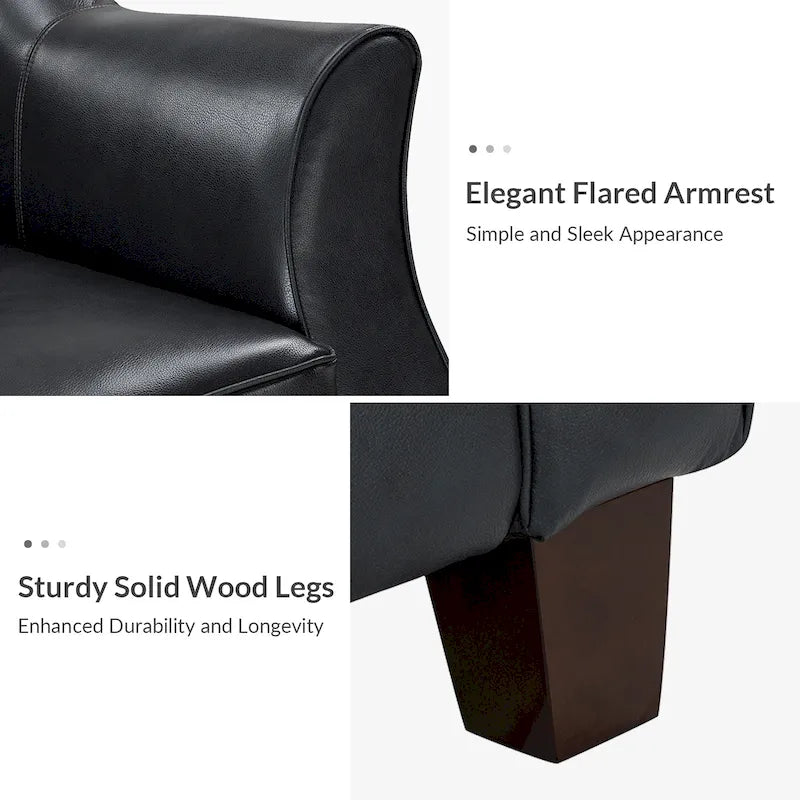 Sandra 81.5 Classic Genuine Leather Sofa With Solid Wood Legs By HULALA HOME