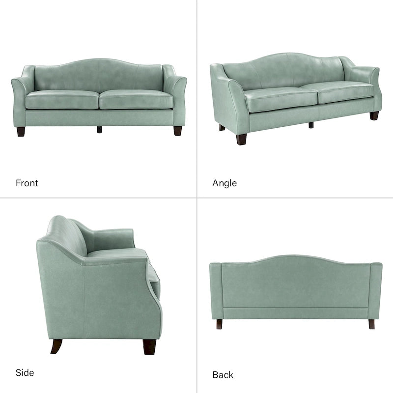 Sandra 81.5 Classic Genuine Leather Sofa With Solid Wood Legs By HULALA HOME