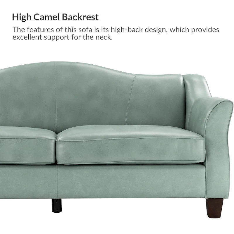 Sandra 81.5 Classic Genuine Leather Sofa With Solid Wood Legs By HULALA HOME