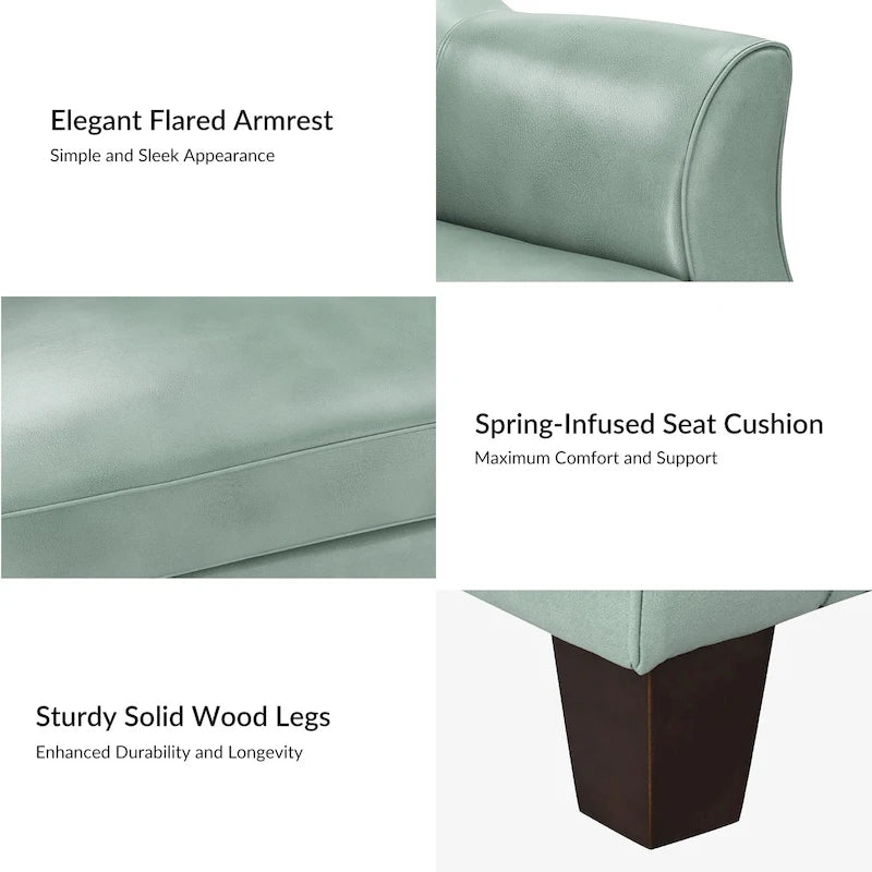 Sandra 81.5 Classic Genuine Leather Sofa With Solid Wood Legs By HULALA HOME