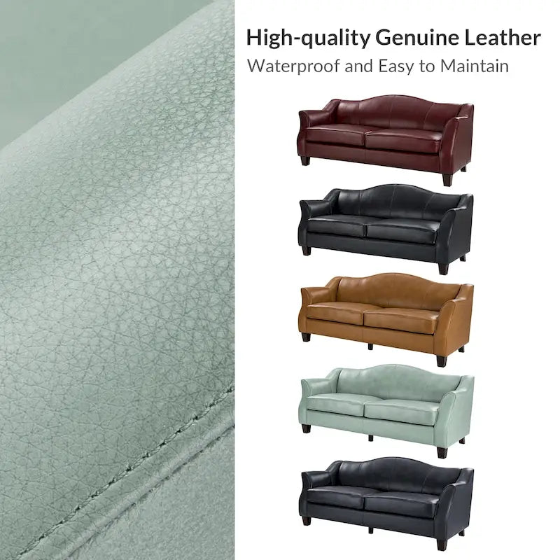 Sandra 81.5 Classic Genuine Leather Sofa With Solid Wood Legs By HULALA HOME