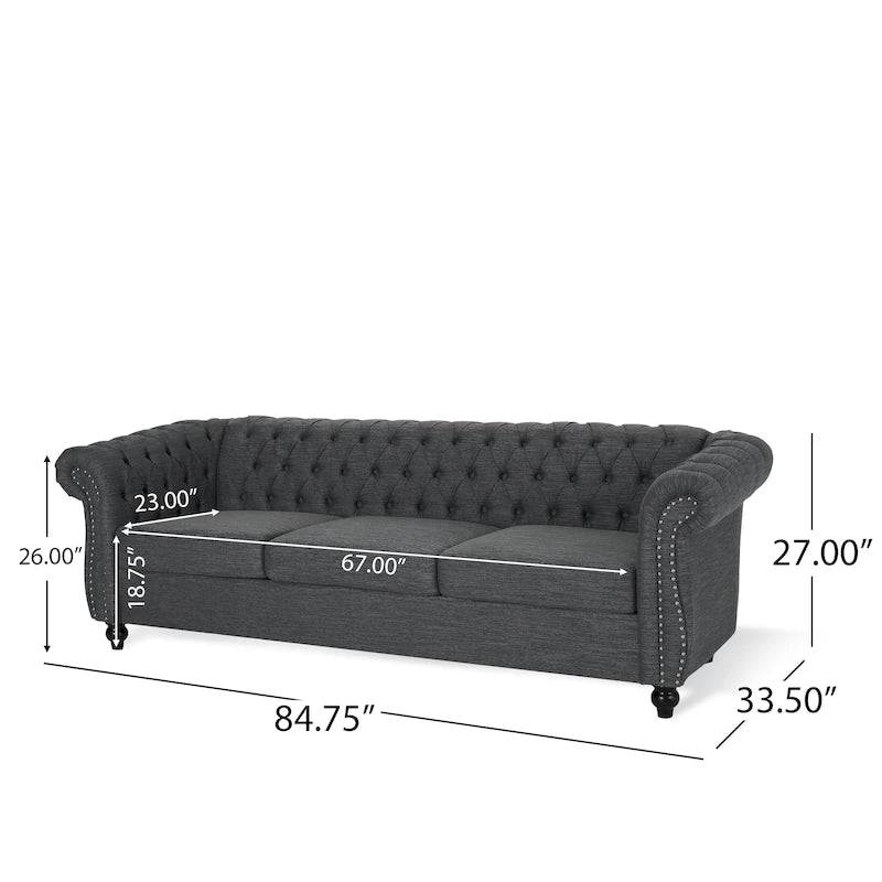 Tufted Chesterfield 3-Seat Sofa