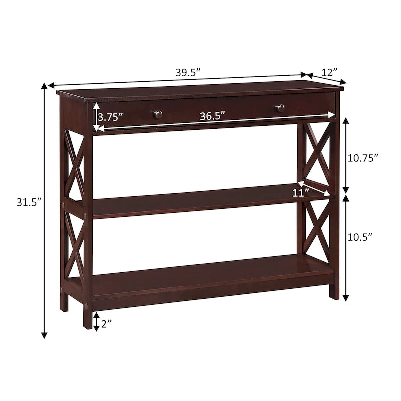 Convenience Concepts Oxford 1 Drawer Console Table with Shelves