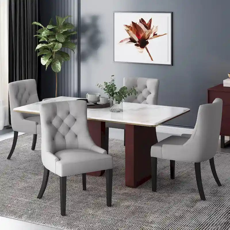 Modern Tufted Fabric Dining Chairs (Set of 4)
