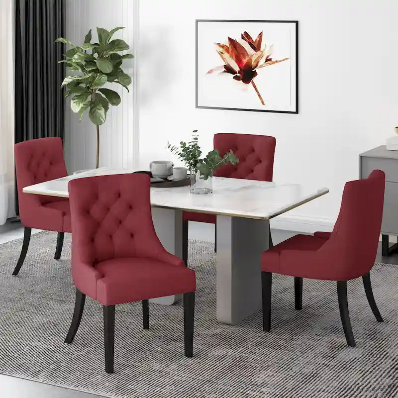 Modern Tufted Fabric Dining Chairs (Set of 4)