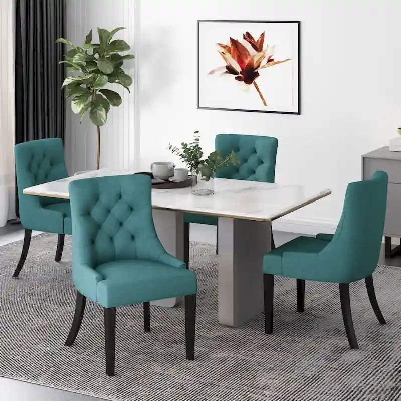 Modern Tufted Fabric Dining Chairs (Set of 4)
