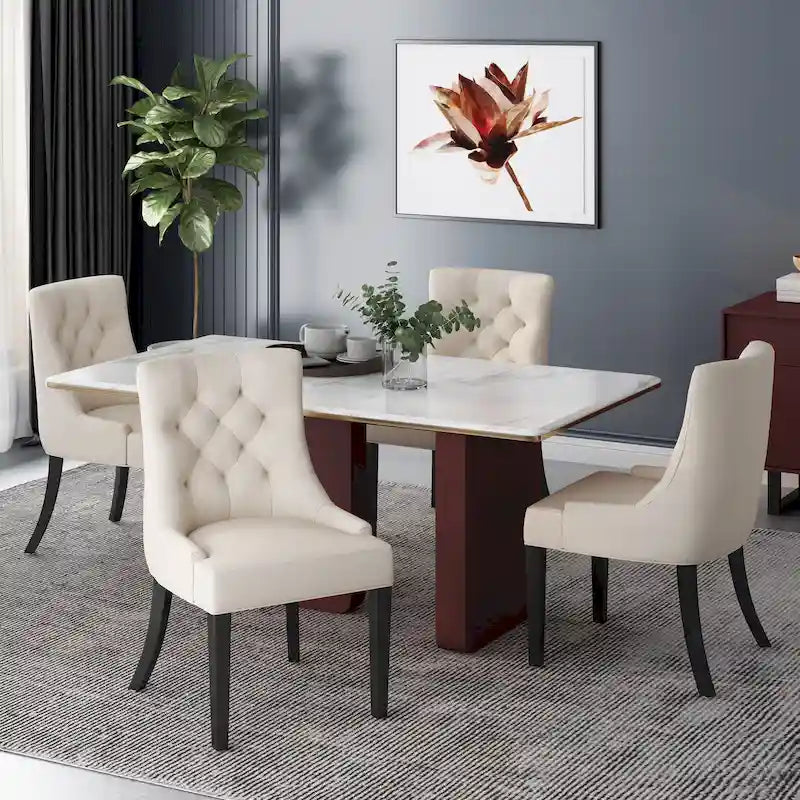 Modern Tufted Fabric Dining Chairs (Set of 4)