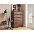 100% Solid Wood 5-Drawer Chest with Metal or Wooden Knobs