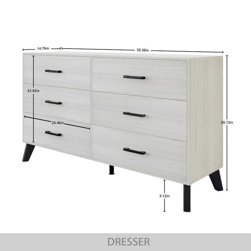 CraftPorch Classic Style 6-Drawers Wooden Dresser