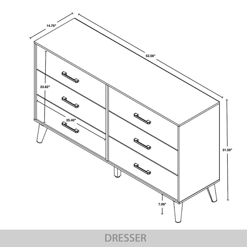 CraftPorch Classic Style 6-Drawers Wooden Dresser