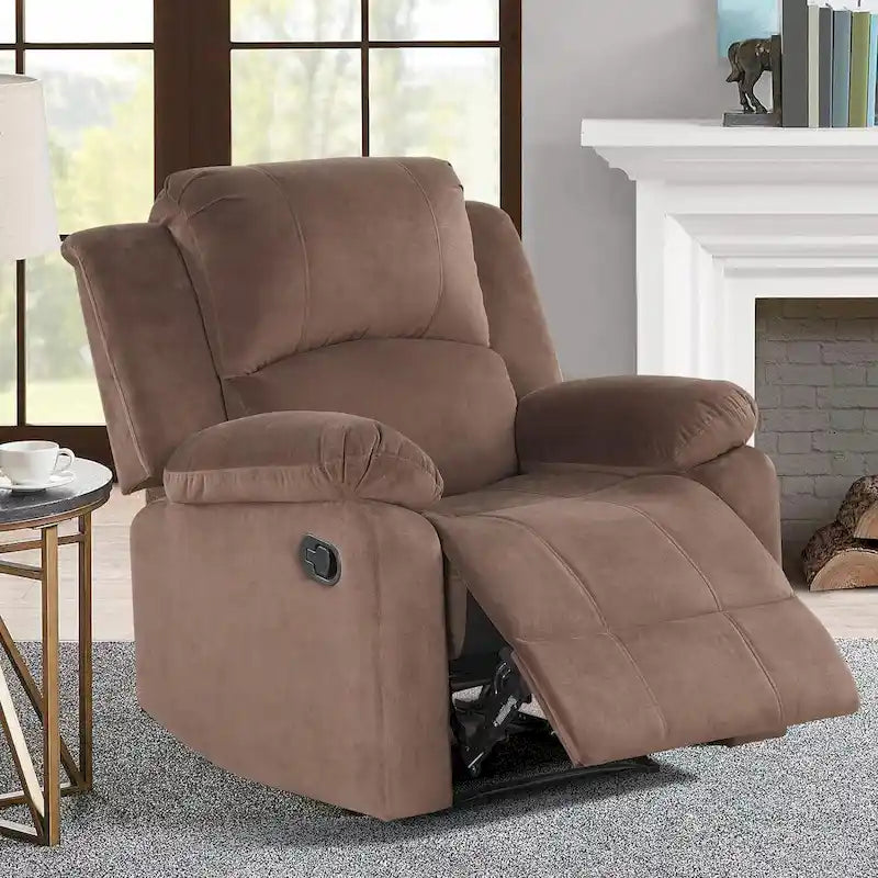 Manual Recliner Chair, Soft Fabric Overstuffed Recliner Single Sofa Chair for Living Room Bedroom