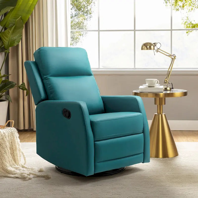 Faux Leather Manual Rocking Swivel Recliner with Wingback
