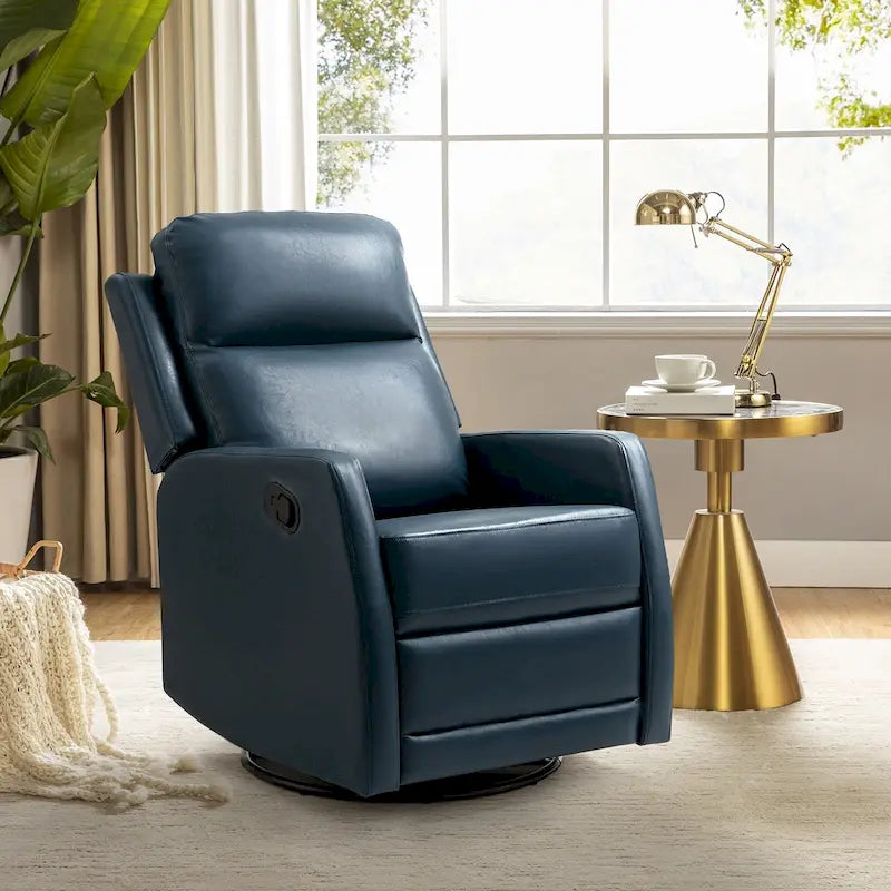 Faux Leather Manual Rocking Swivel Recliner with Wingback