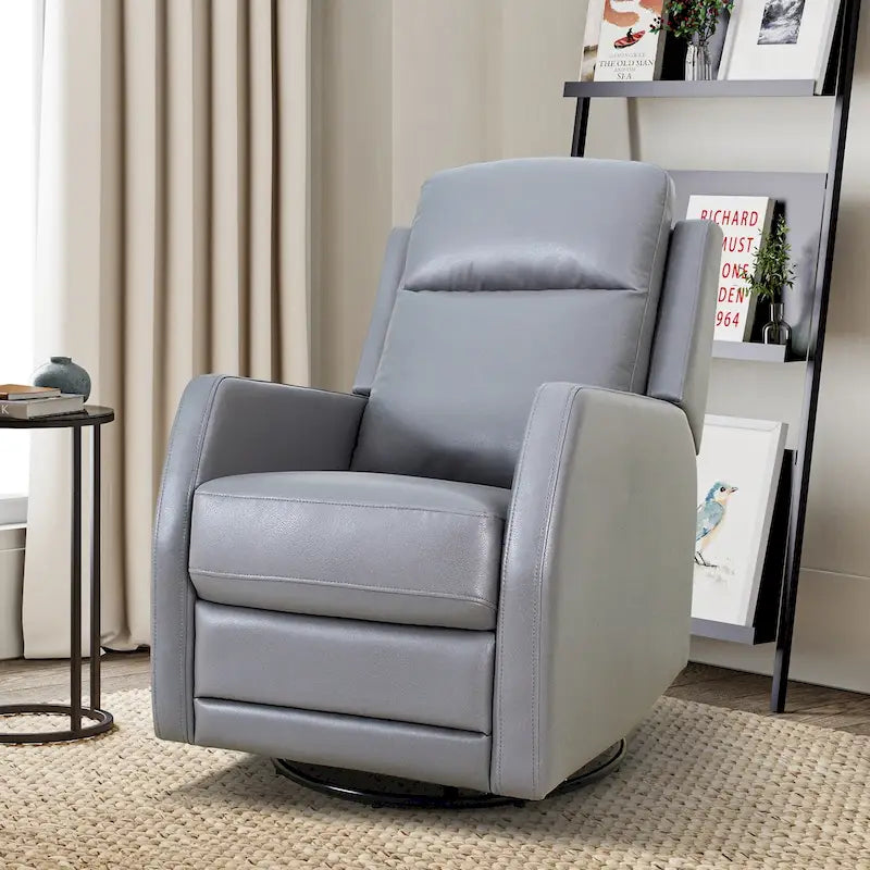 Faux Leather Manual Rocking Swivel Recliner with Wingback