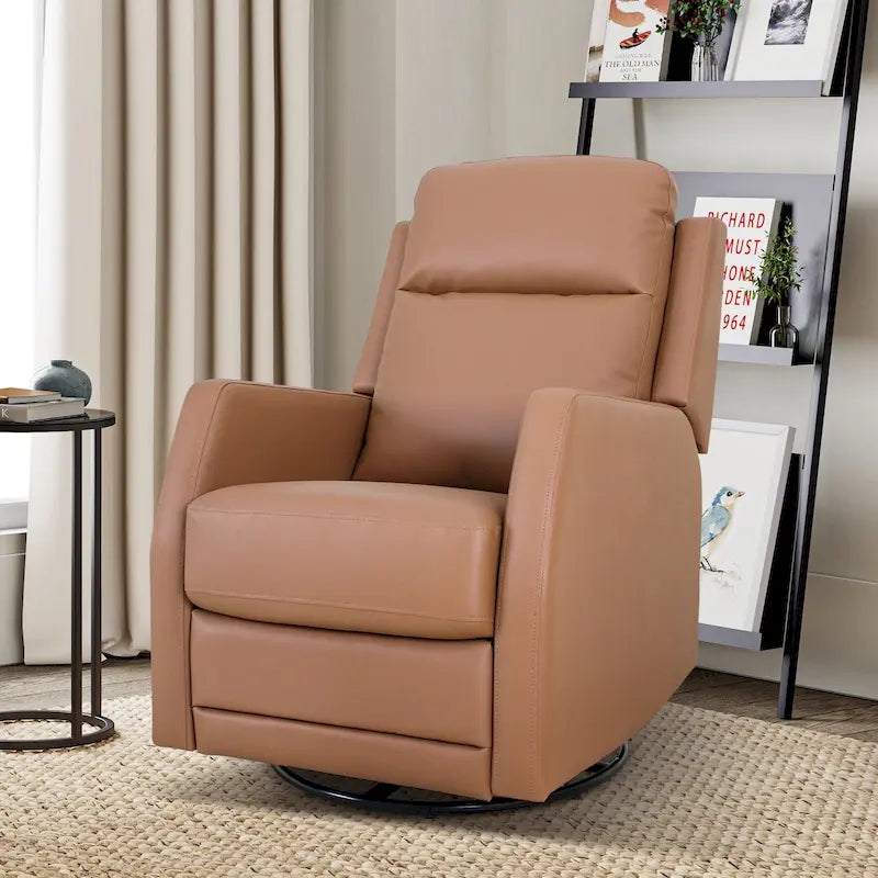 Faux Leather Manual Rocking Swivel Recliner with Wingback