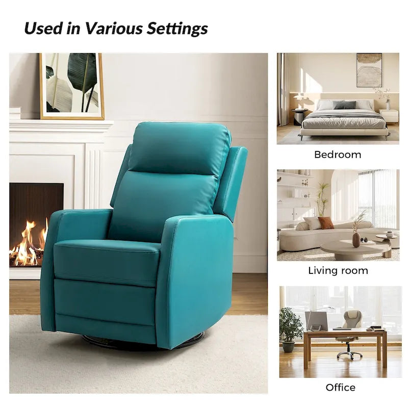 Faux Leather Manual Rocking Swivel Recliner with Wingback