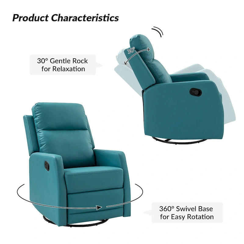 Faux Leather Manual Rocking Swivel Recliner with Wingback
