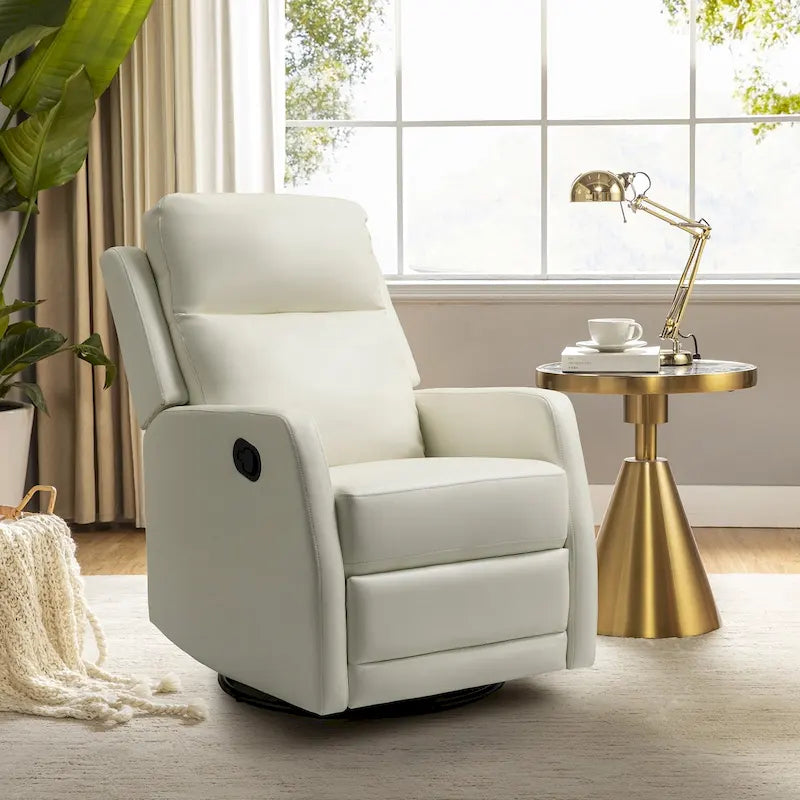 Faux Leather Manual Rocking Swivel Recliner with Wingback