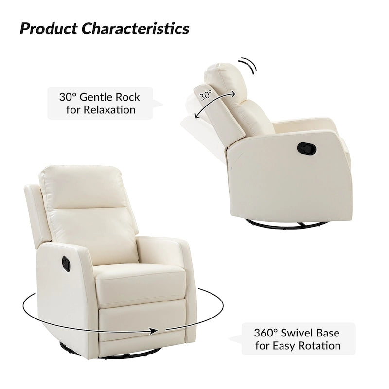 Faux Leather Manual Rocking Swivel Recliner with Wingback