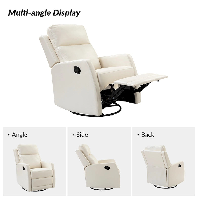 Faux Leather Manual Rocking Swivel Recliner with Wingback