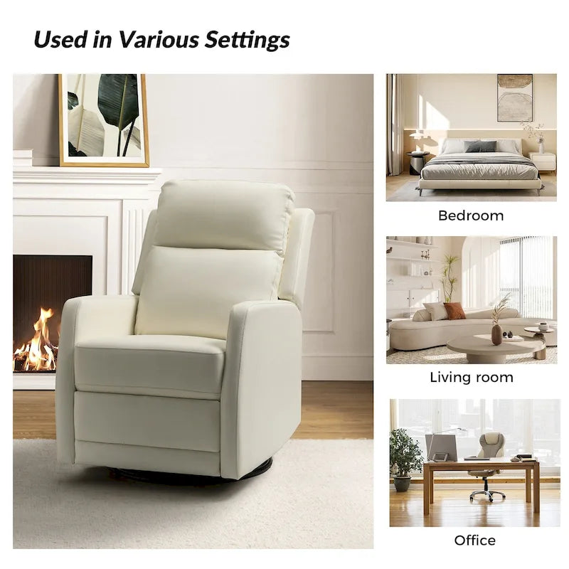 Faux Leather Manual Rocking Swivel Recliner with Wingback