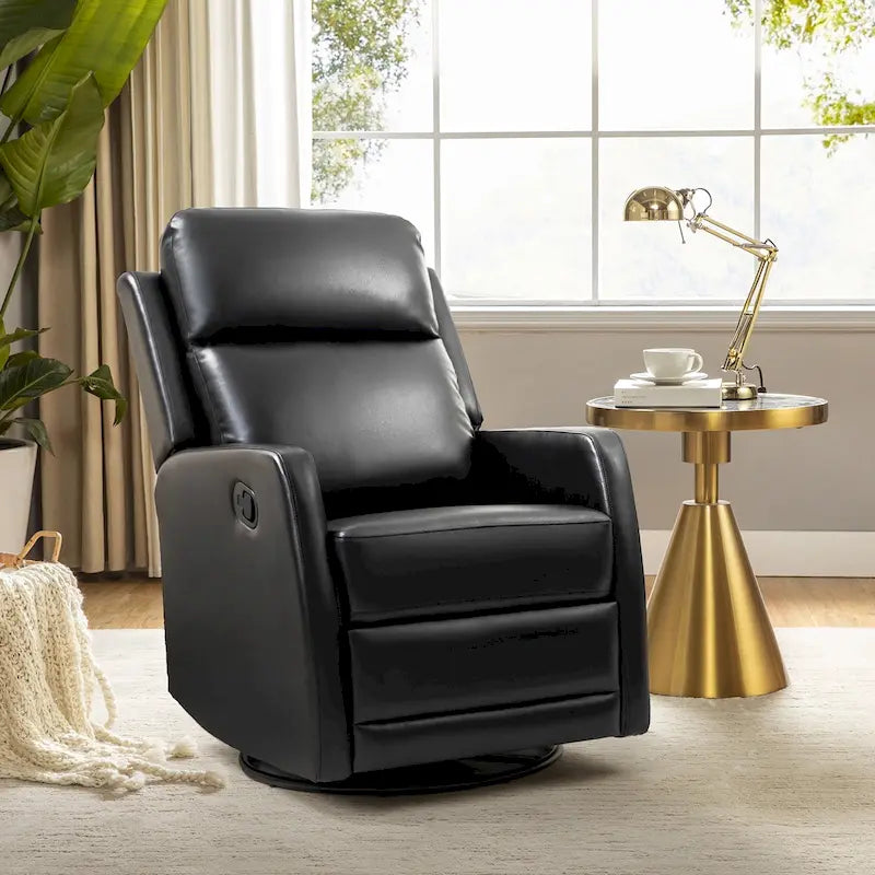 Faux Leather Manual Rocking Swivel Recliner with Wingback